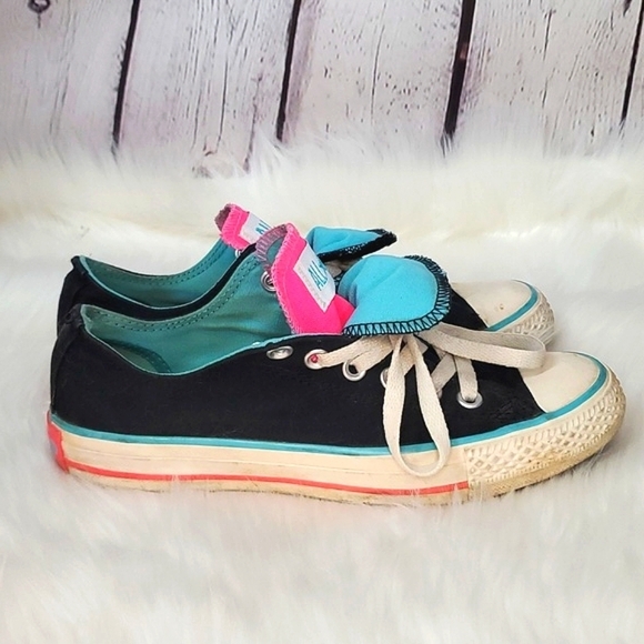 Y2K Converse All-Star Chuck Taylor Dual Tongues Black Pink Blue Womens Size 5 - Picture 7 of 17